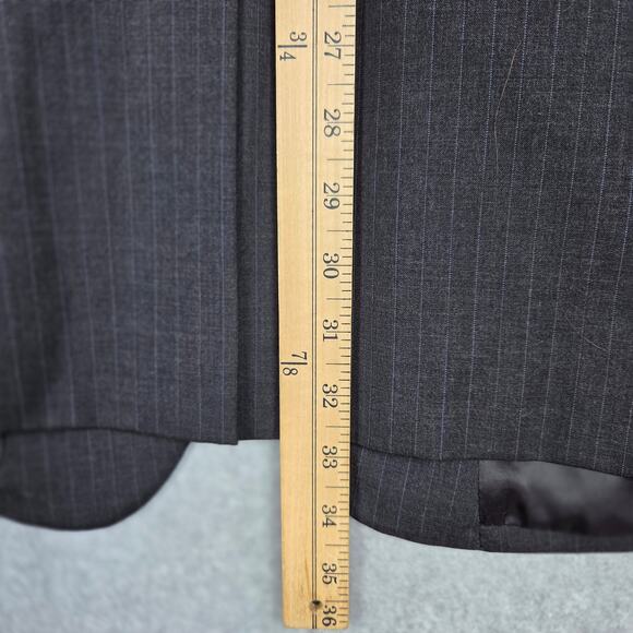 Jos. A. Bank Suit Coat Mens Size 46L Gray Pinstripe 2 button 100% Wool - Picture 14 of 15